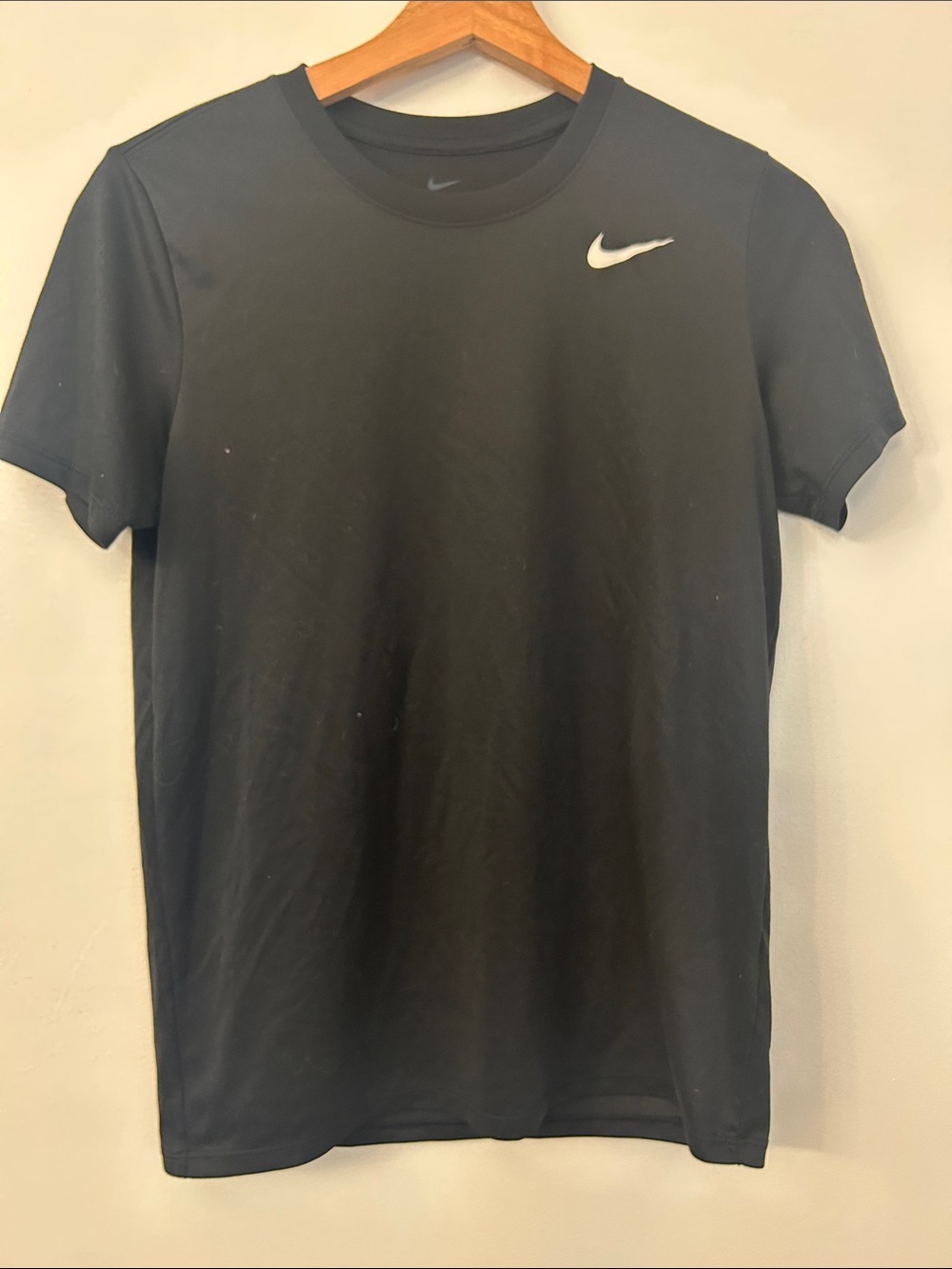 Nike Black Short Sleeve Performance Tee with White Swoosh